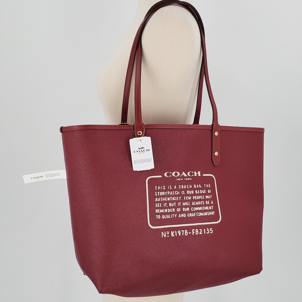 Coach Reversible Red Tote Horse Signature Bag - Picture 3 of 6